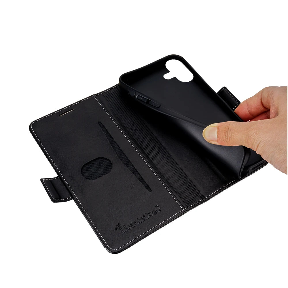 QuantaCase for iPhone 17 in Black — flexible inner cradle