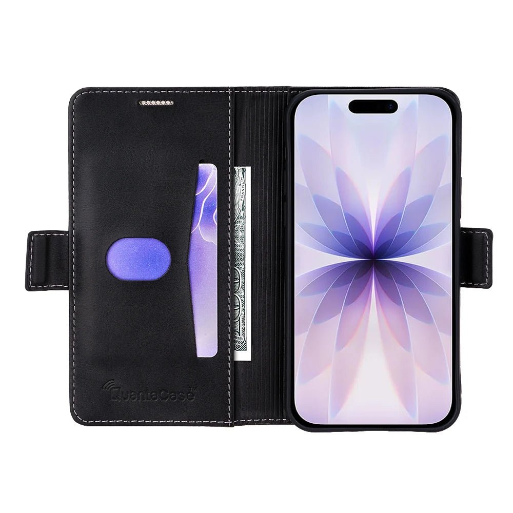 QuantaCase for iPhone 17 in Black — open interior