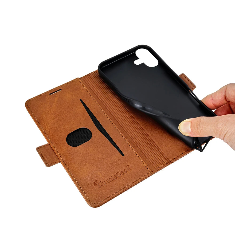 QuantaCase for iPhone 17 in Brown — flexible inner cradle