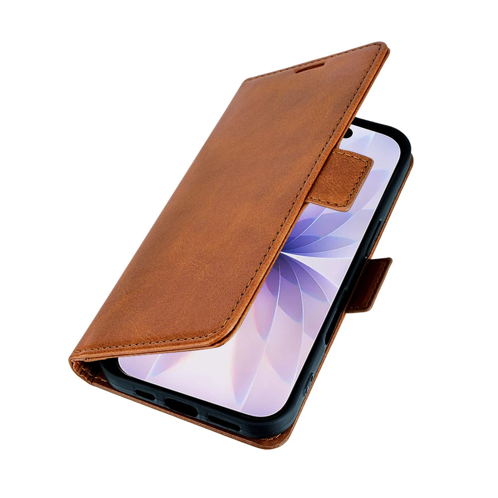 QuantaCase for iPhone 17 in Brown — partly closed