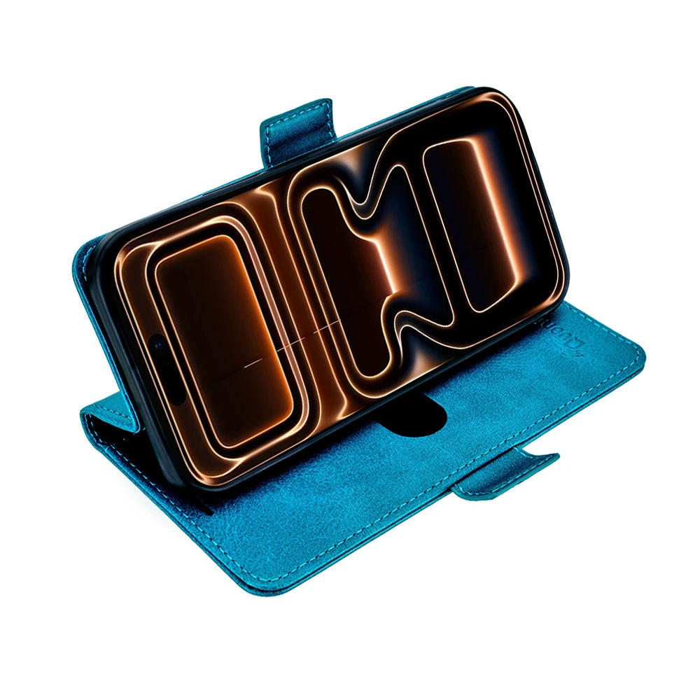 QuantaCase for iPhone 17 Pro Max in Blue — viewing stand
