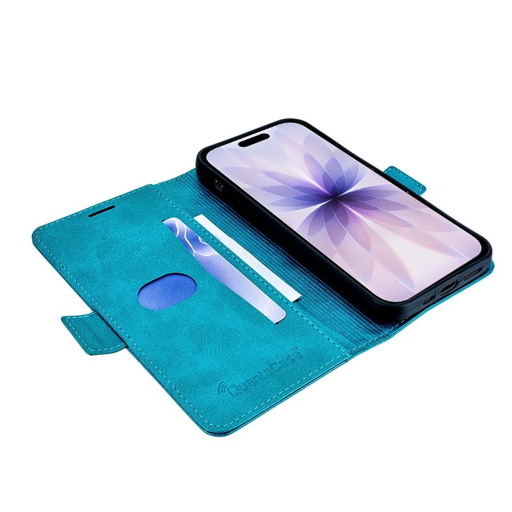QuantaCase for iPhone 17 in Turquoise — open angle