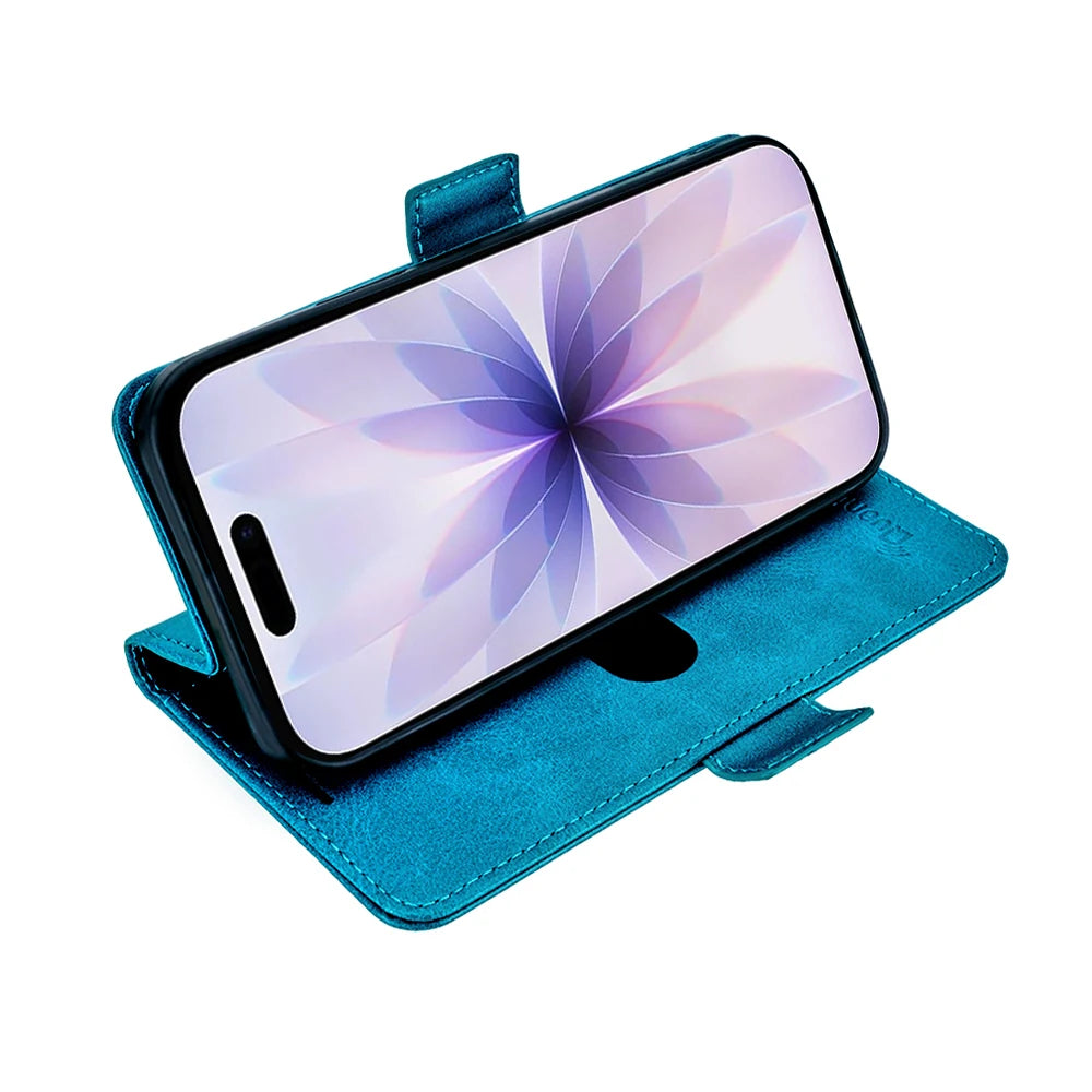 QuantaCase for iPhone 17 in Turquoise — viewing stand